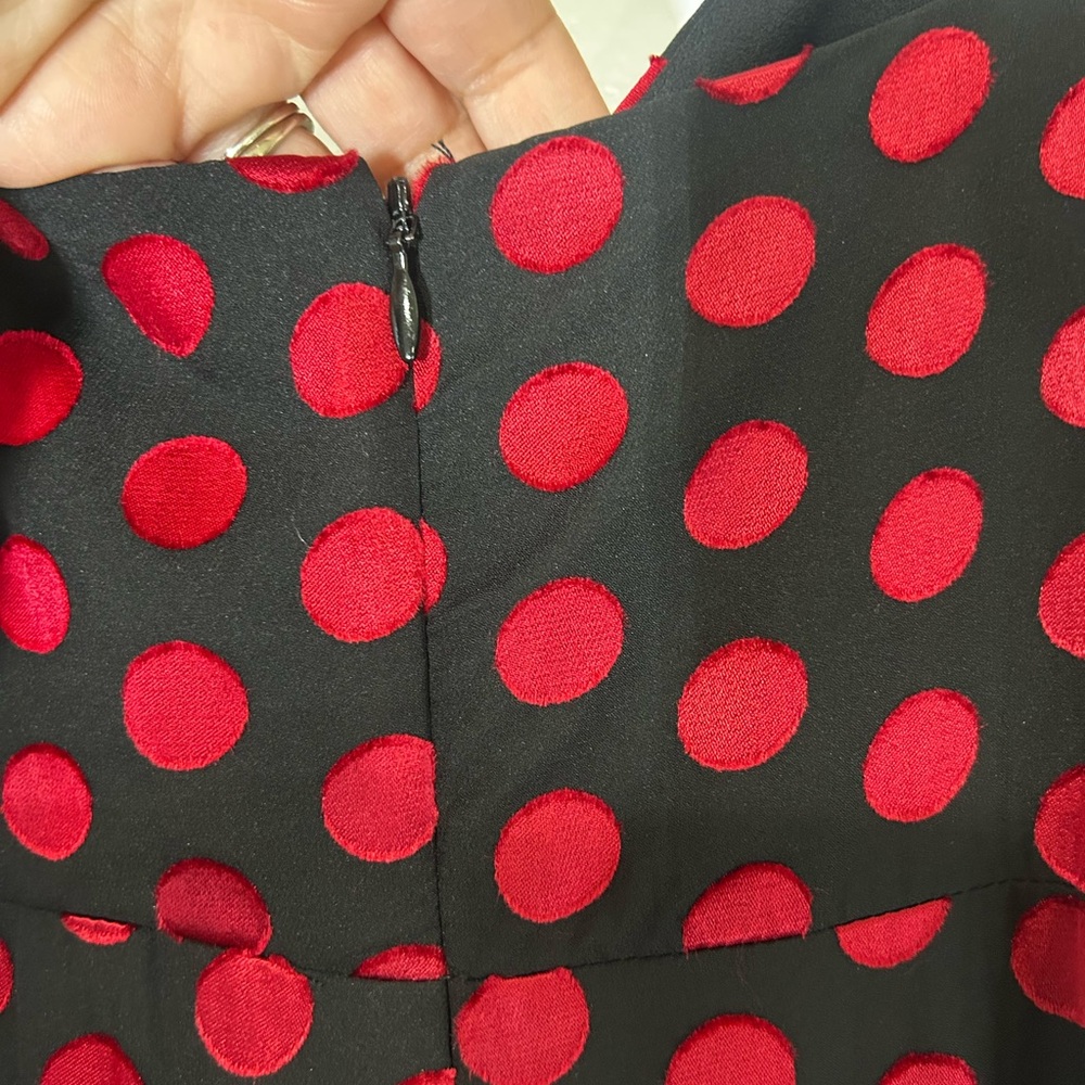 Lovers + Friends Angel Maxi Wrap Polka Dot Wedding Guest Dress in Red Black Sz L - Picture 12 of 15